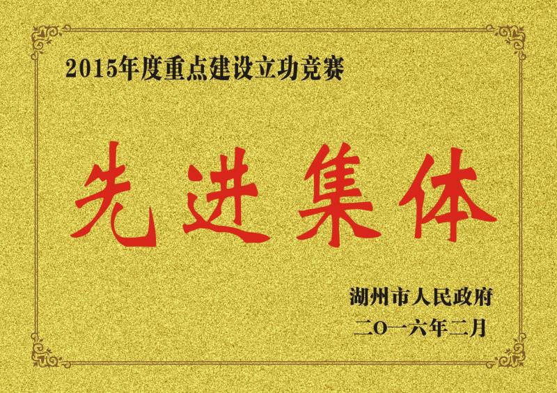 2015年度湖州市重點建設(shè)工作先進集體